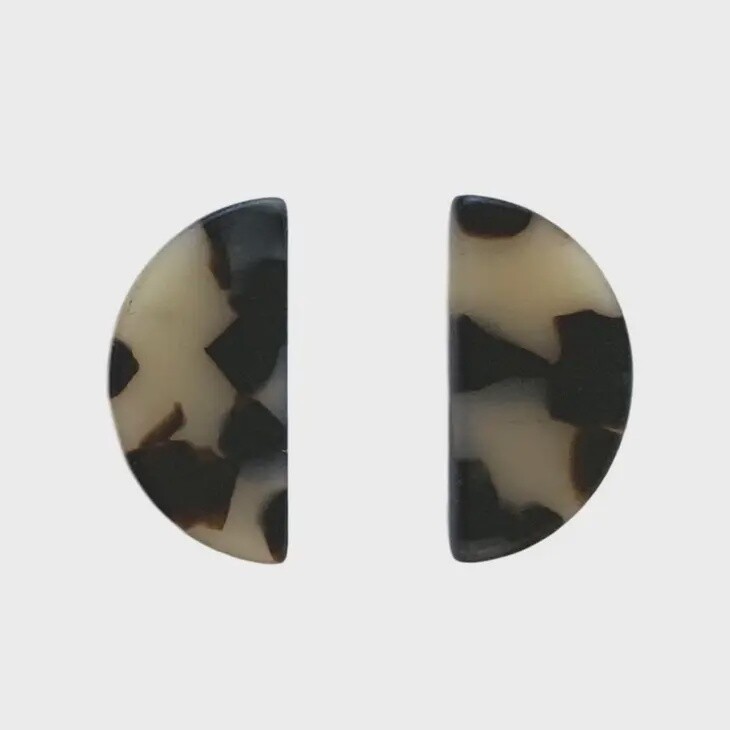 Blonde Tortoise Half Moon Stud Earrings