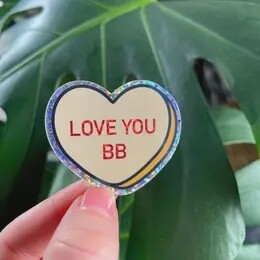 Love You BB Conversation Heart Valentine’s Glitter Sticker