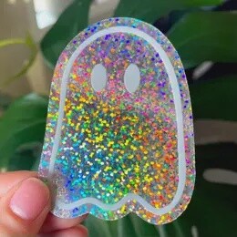 Glitter Ghost Sticker - Halloween