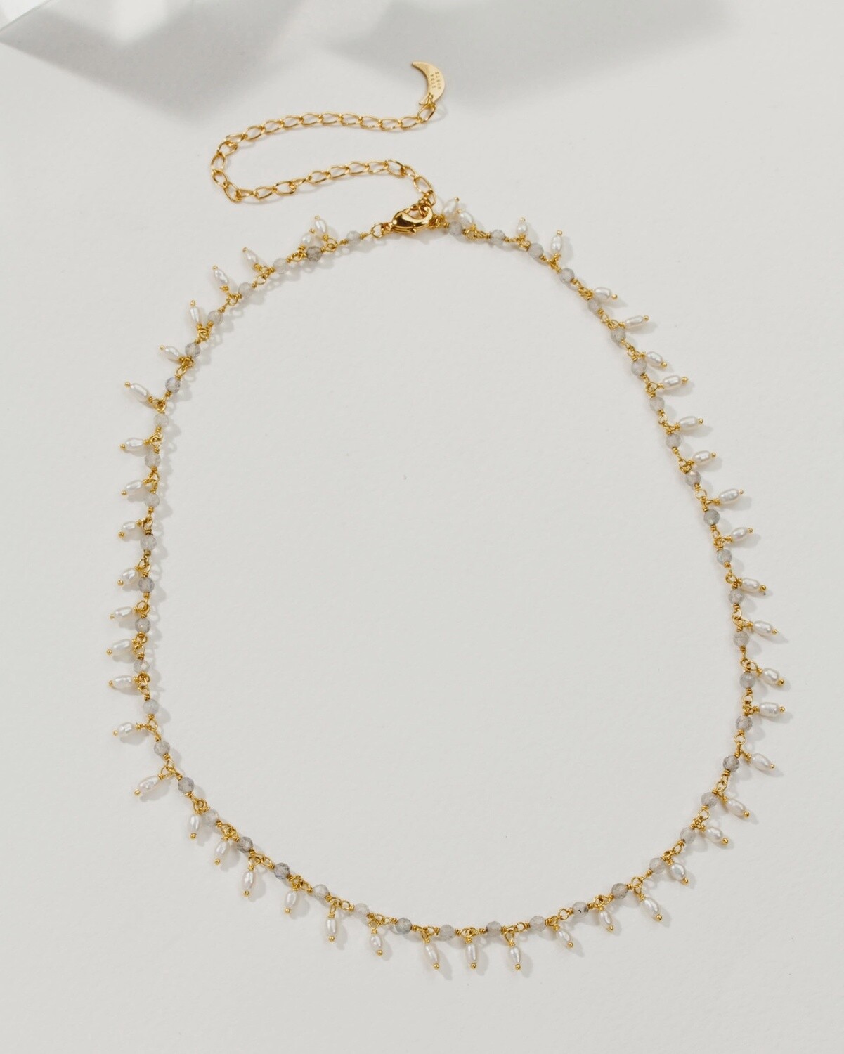 Lily of the Valley Collar Necklace- Labradorite &amp; Pearl