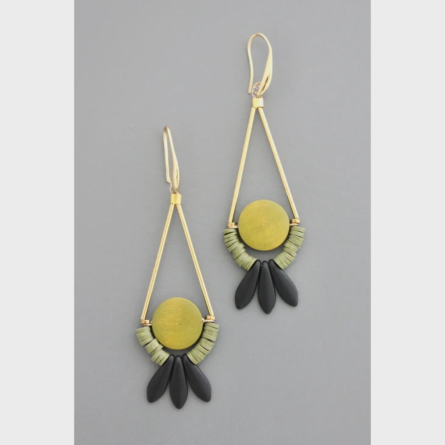 Green and Black Earrings