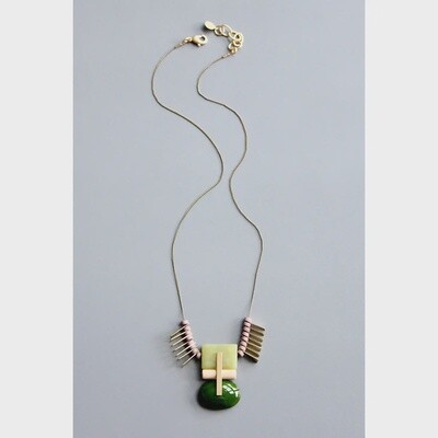 Glass and Jade Pendant Necklace