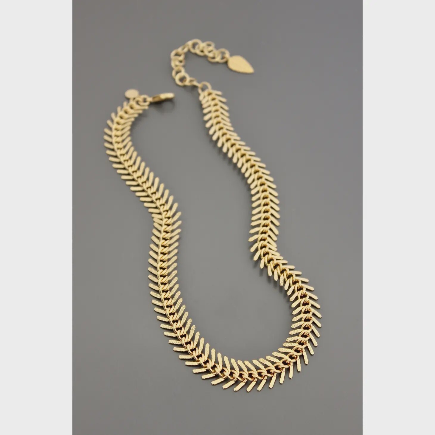 Gold Chain Fish Bone Necklace