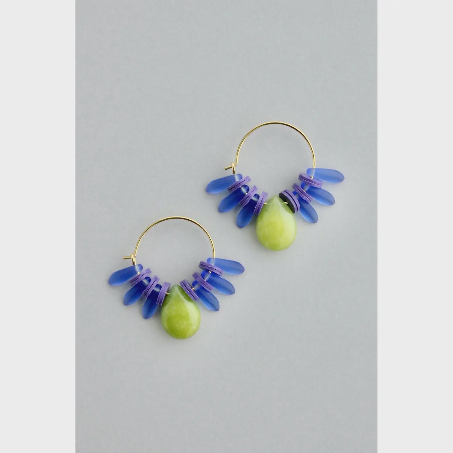 Blue and Green Hoop Earrings