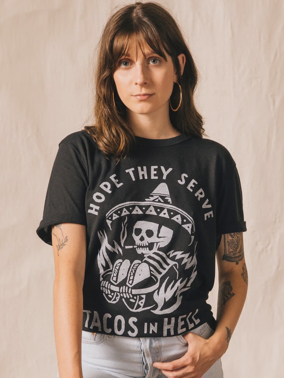 Hope They Serve Tacos In Hell Unisex Tee, Size: Small