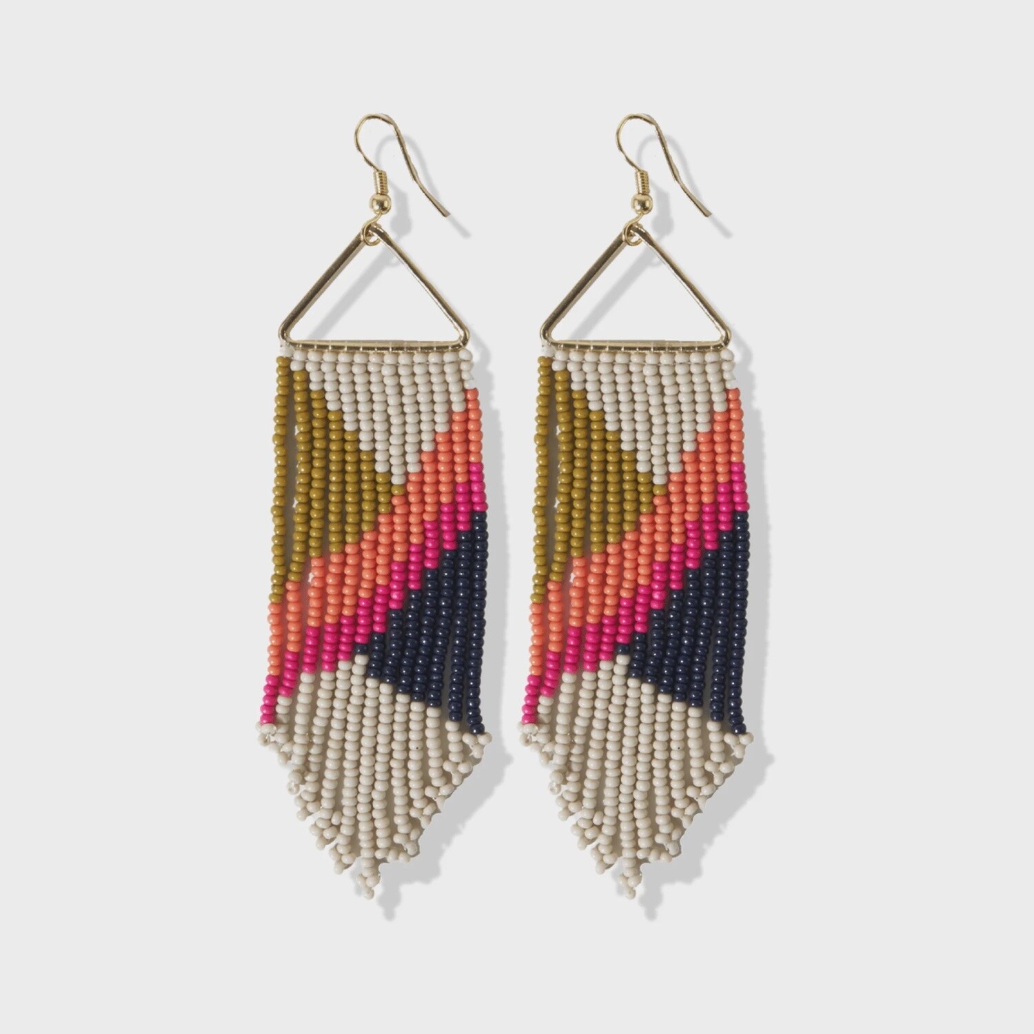 Emilie Angles Beaded Fringe Earrings Hot Pink