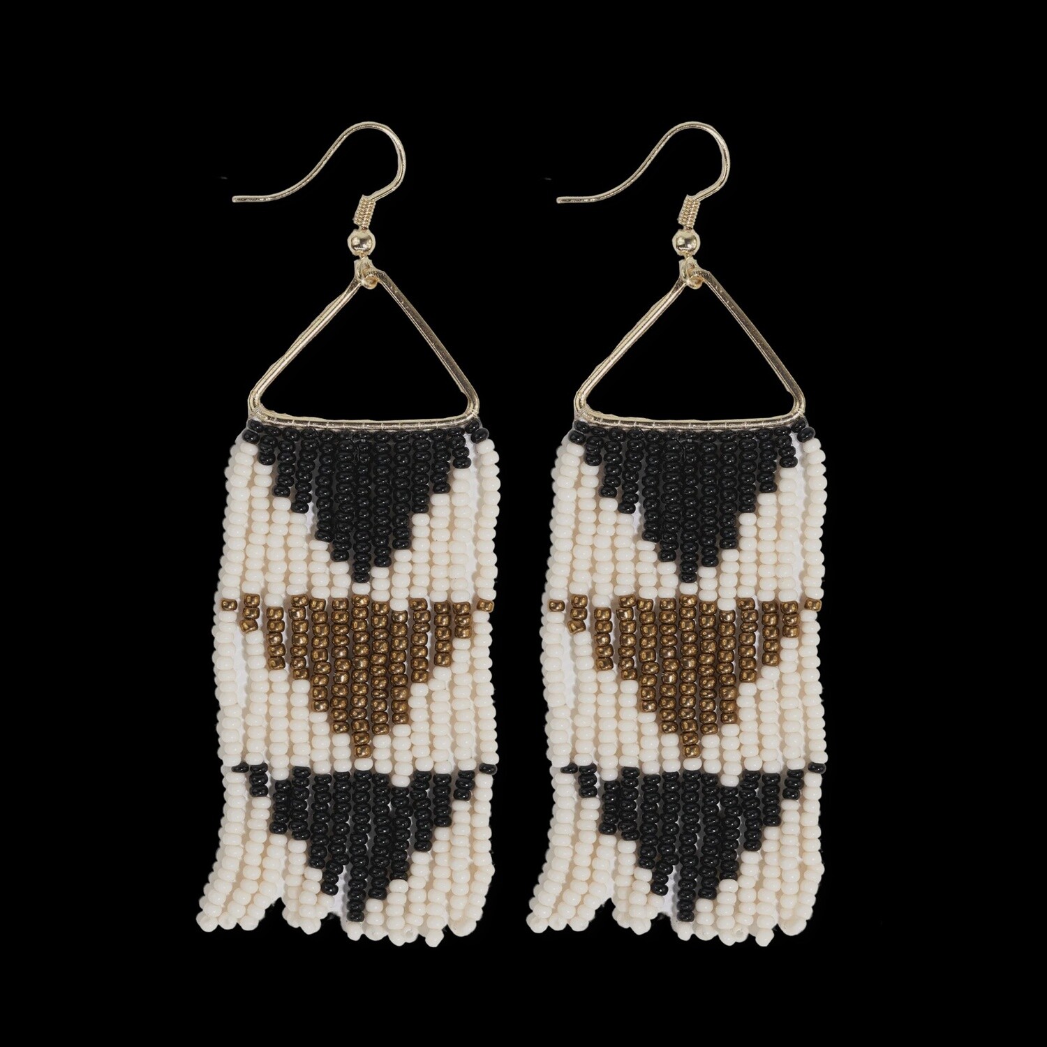 Whitney Flipped Triangle Beaded Fringe Earrings