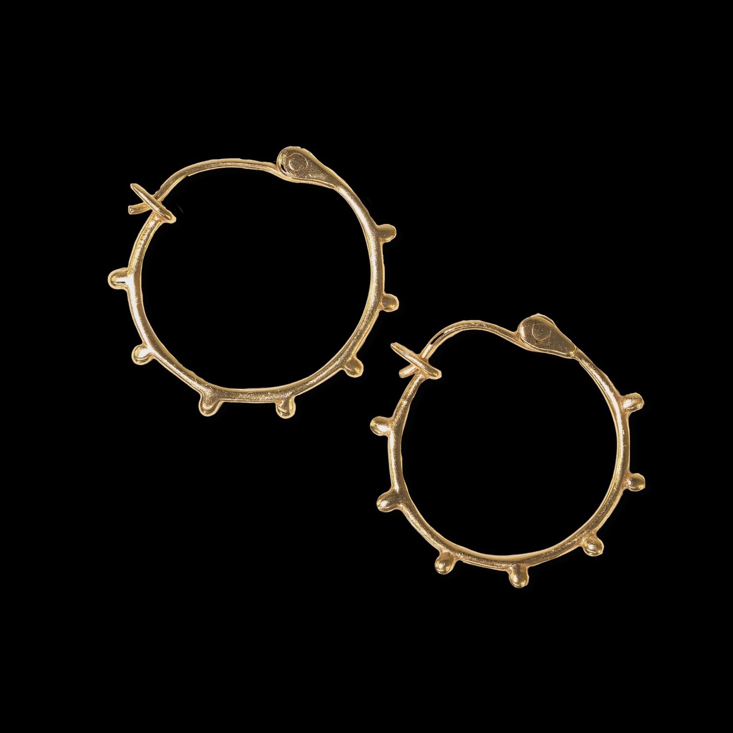 Jean Everyday Mini Fringe Dotted Thin Hoop Earrings Brass