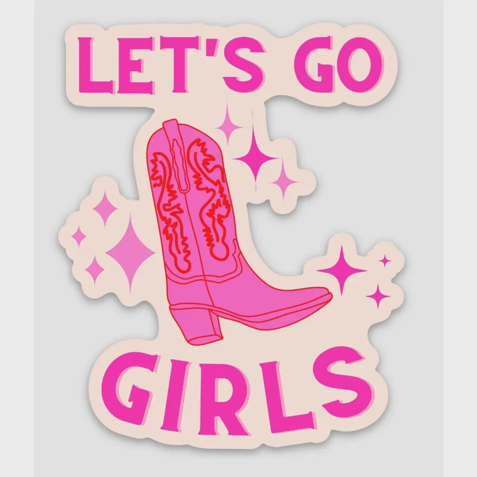 Let&#39;s Go Girls Pink Boot Sticker