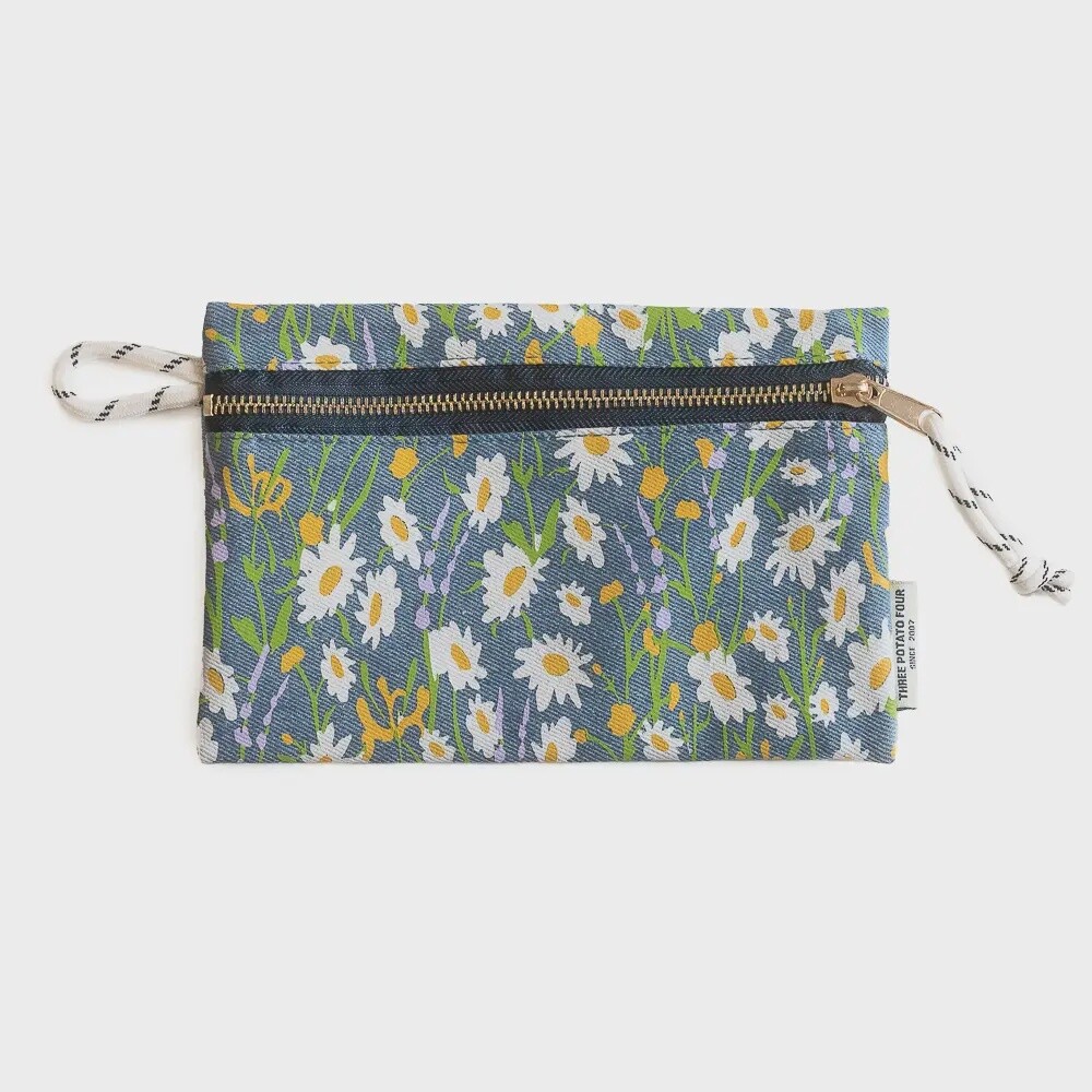 Zip Pouch - Daisy Garden (Denim)