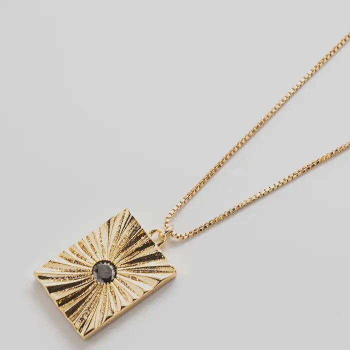 Black Pavé Medallion Necklace