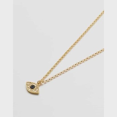 Pave Evil Eye Gold Necklace