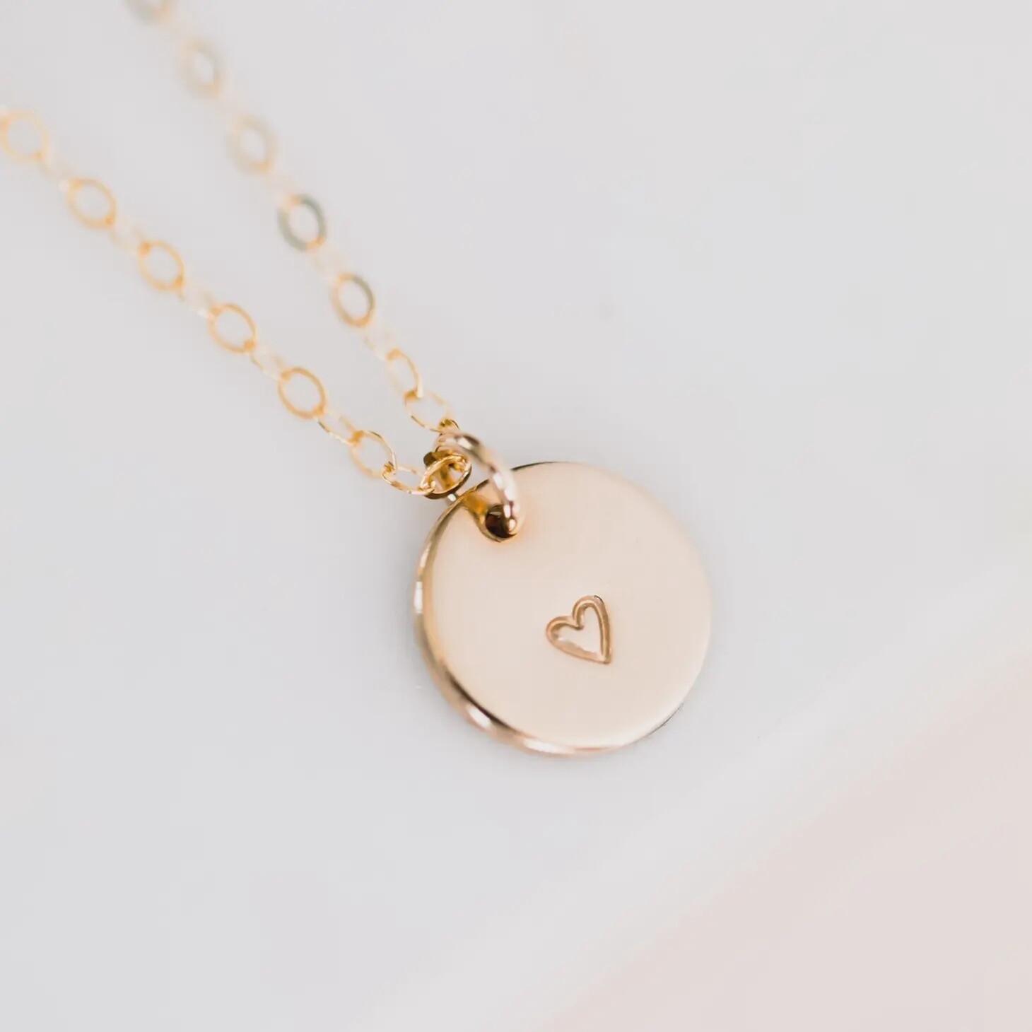 Heart Stamped Disc Necklace
