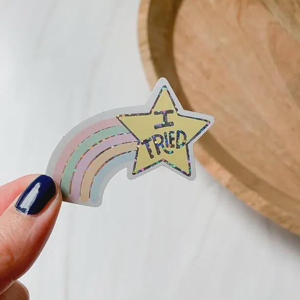 I Tried Shooting Star Glitter Sticker