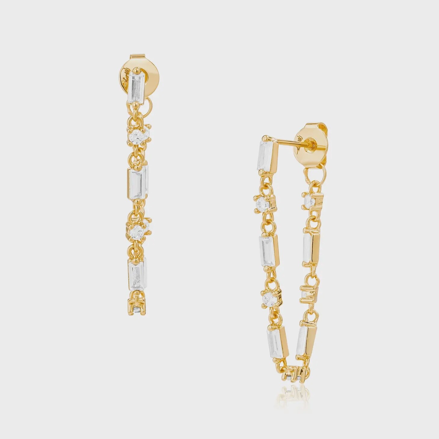 Finley Baguette Chain Hoops