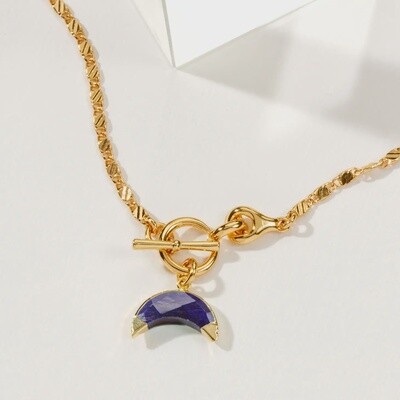 Crescent Horn Toggle Necklace- Sapphire