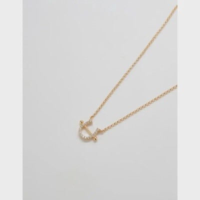 Gold Pave Horseshoe Necklace