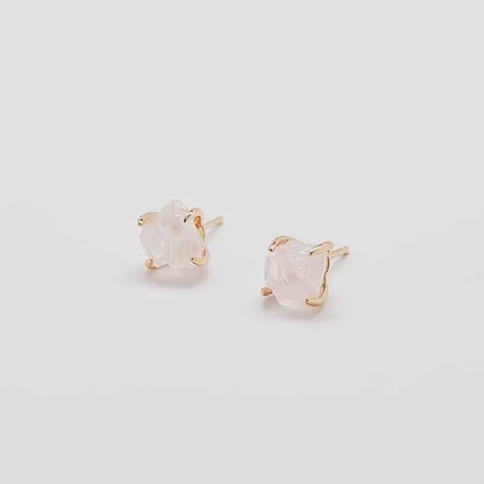 Rose Quartz Gold Claw Gemstone Studs