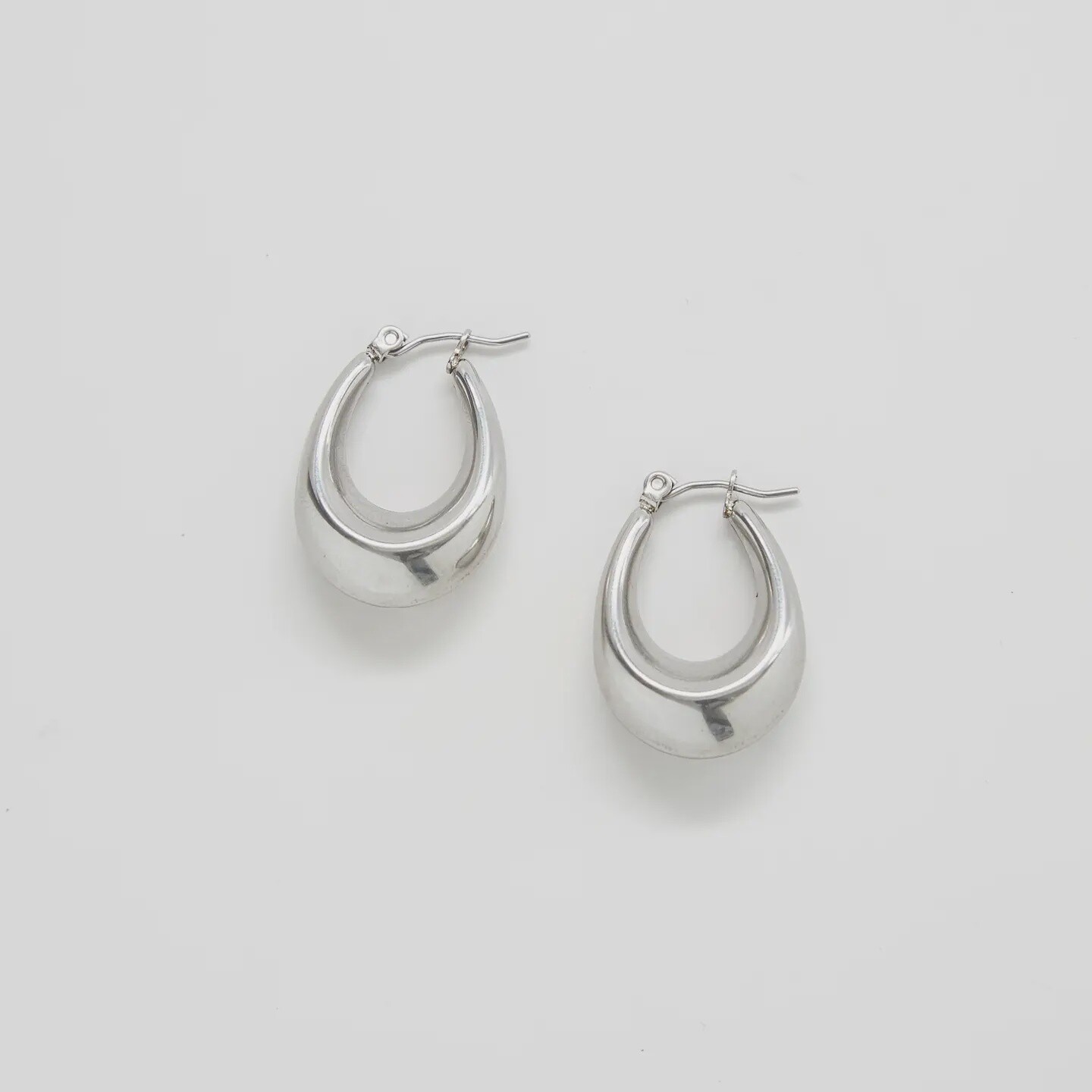 Silver Oval Hoop Earrings