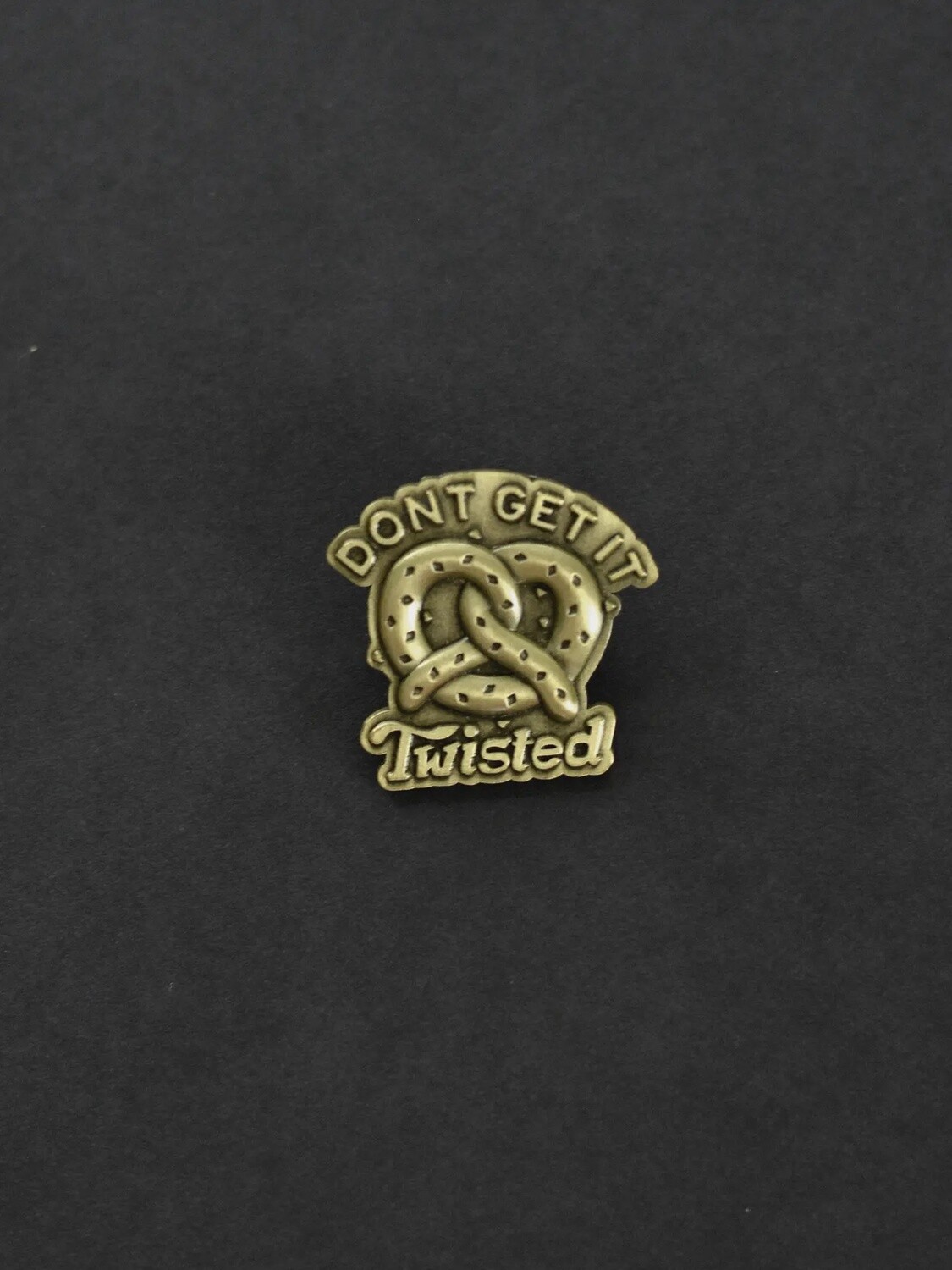 Don&#39;t Get It Twisted Pretzel Vintage Brass Brooch Pin