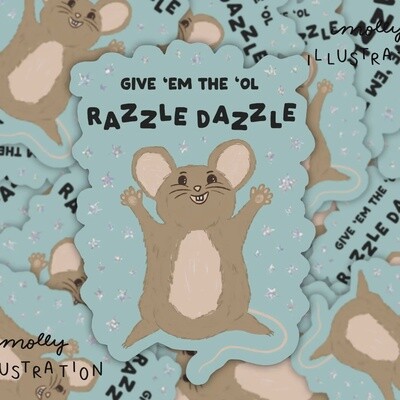 Razzle Dazzle Mouse Glitter Waterproof Vinyl Sticker