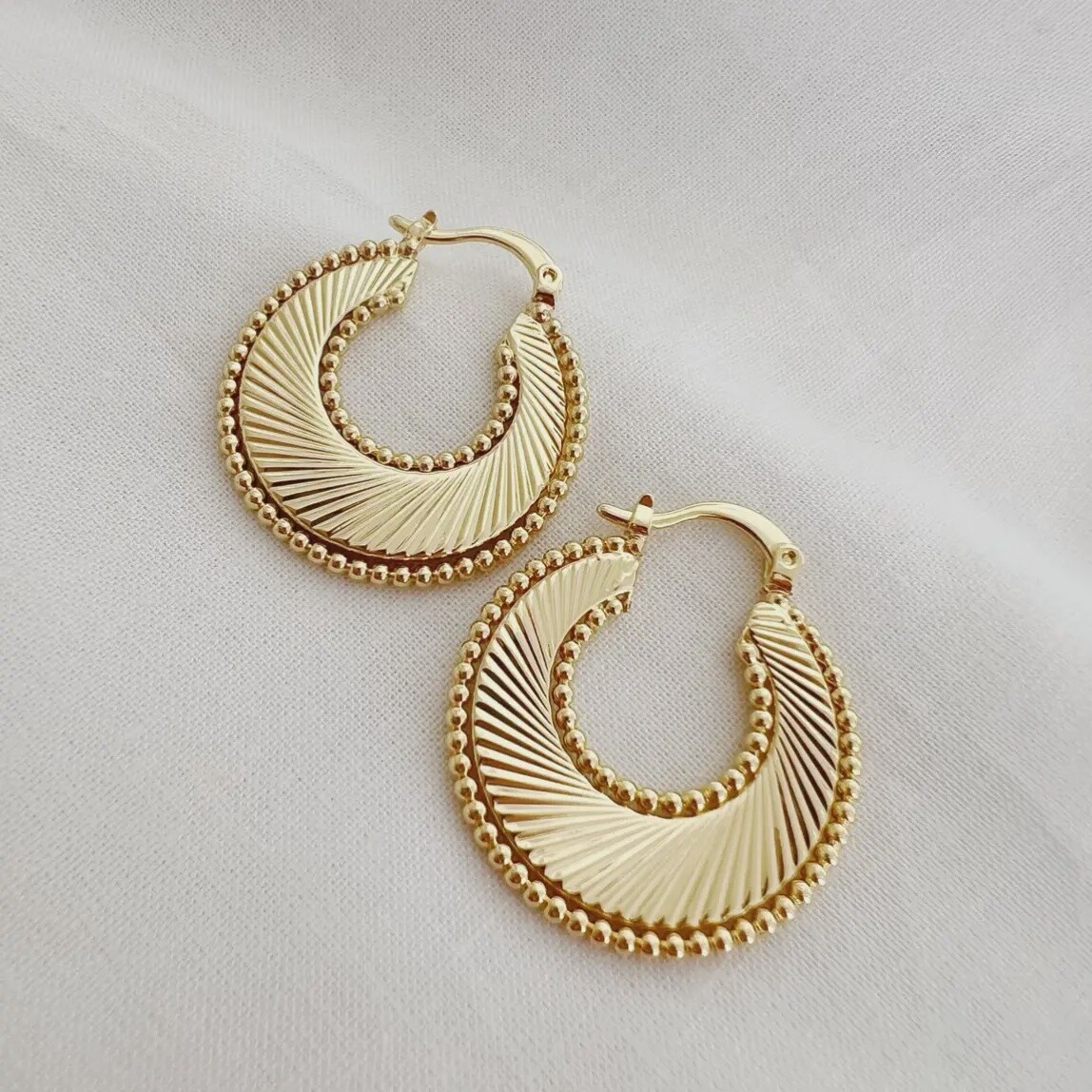 Freedom Sunburst Spiral Hoops Earrings Gold Filled