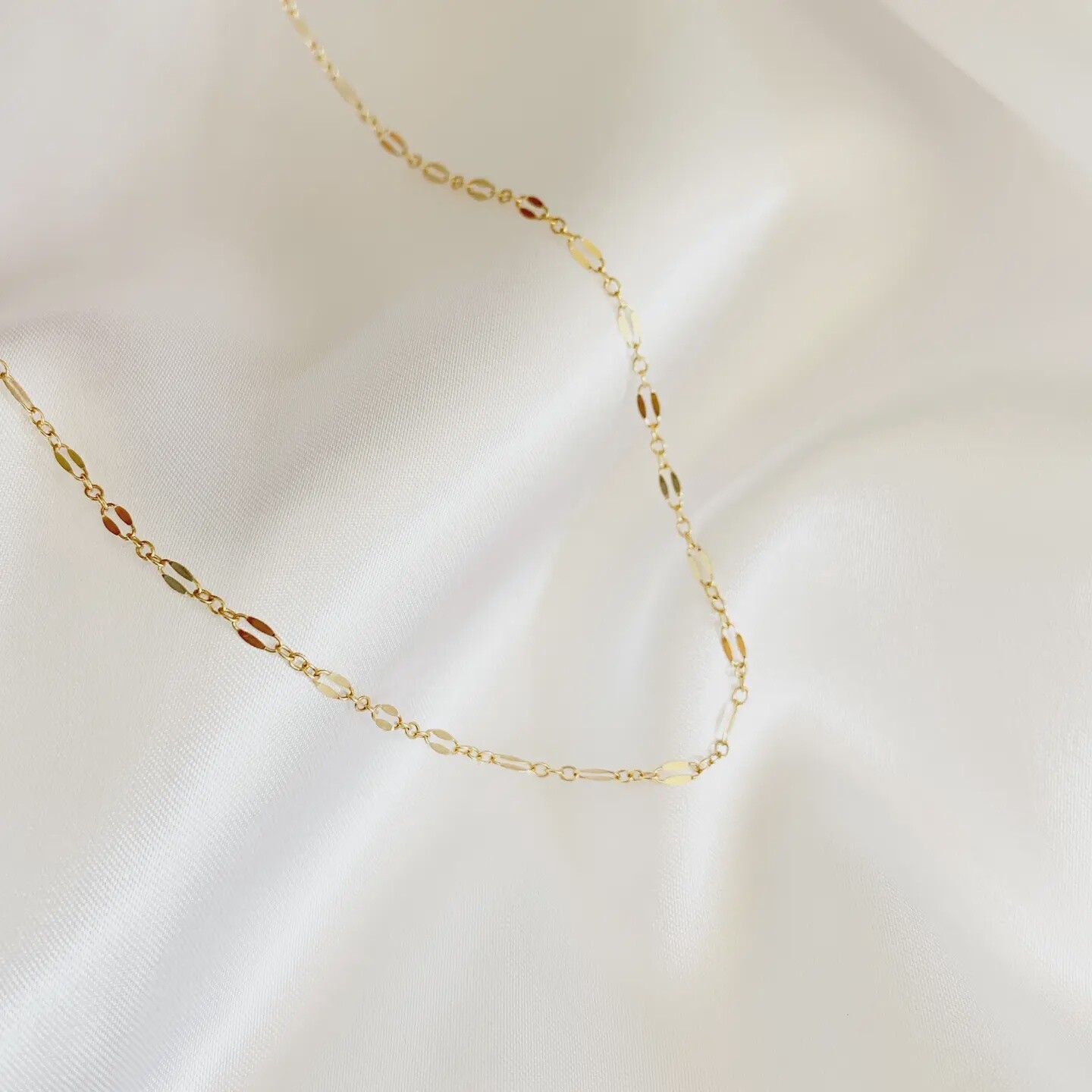 Kamryn Dapped Sequin Layering Chain Necklace Gold Filled