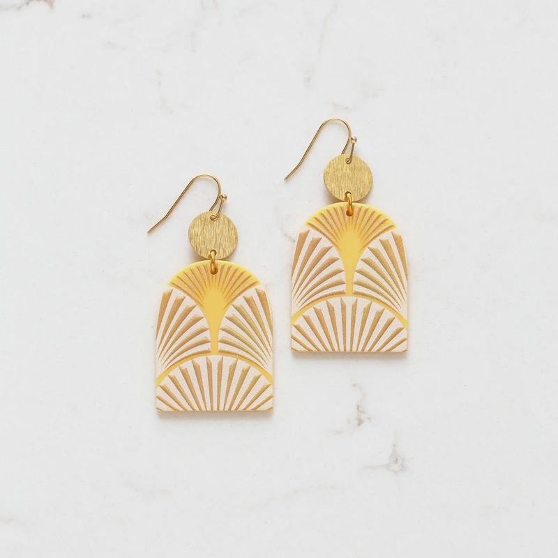 Golden Art Deco Dangle Earrings