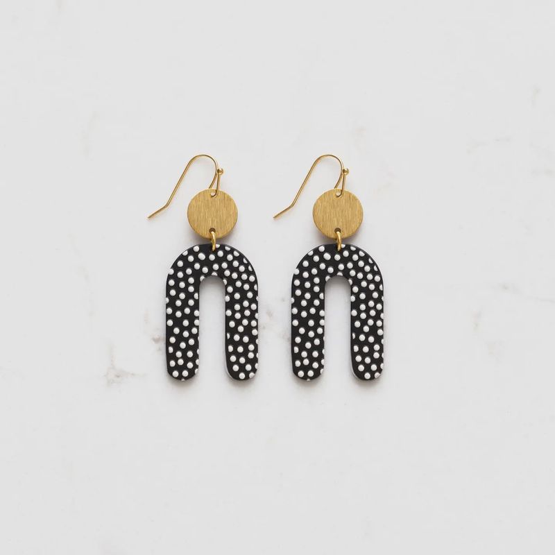 Modern Black and White Polka Dot Earrings