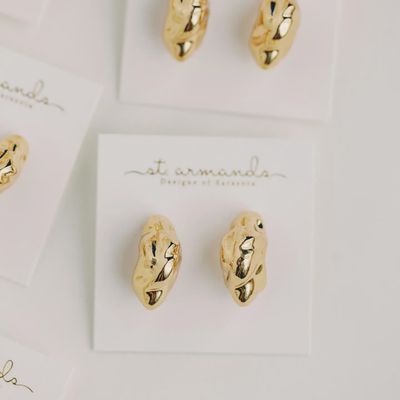 Crumpled Gold Vintage Style Huggie Hoops