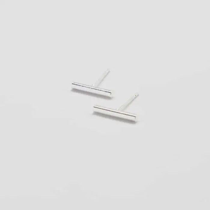 Silver Slim Bar Earrings