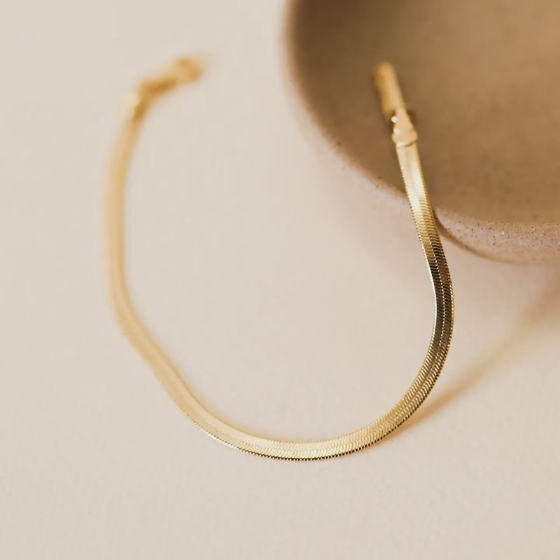 Flat Snake Chain Bracelet - 18k Gold Plated