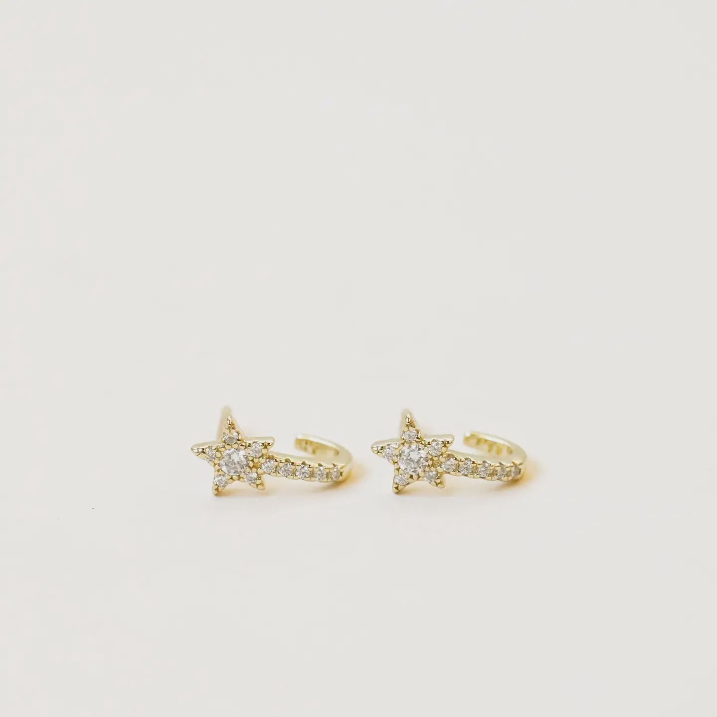 Celestial - Pave Star Huggie - Gold Earrings