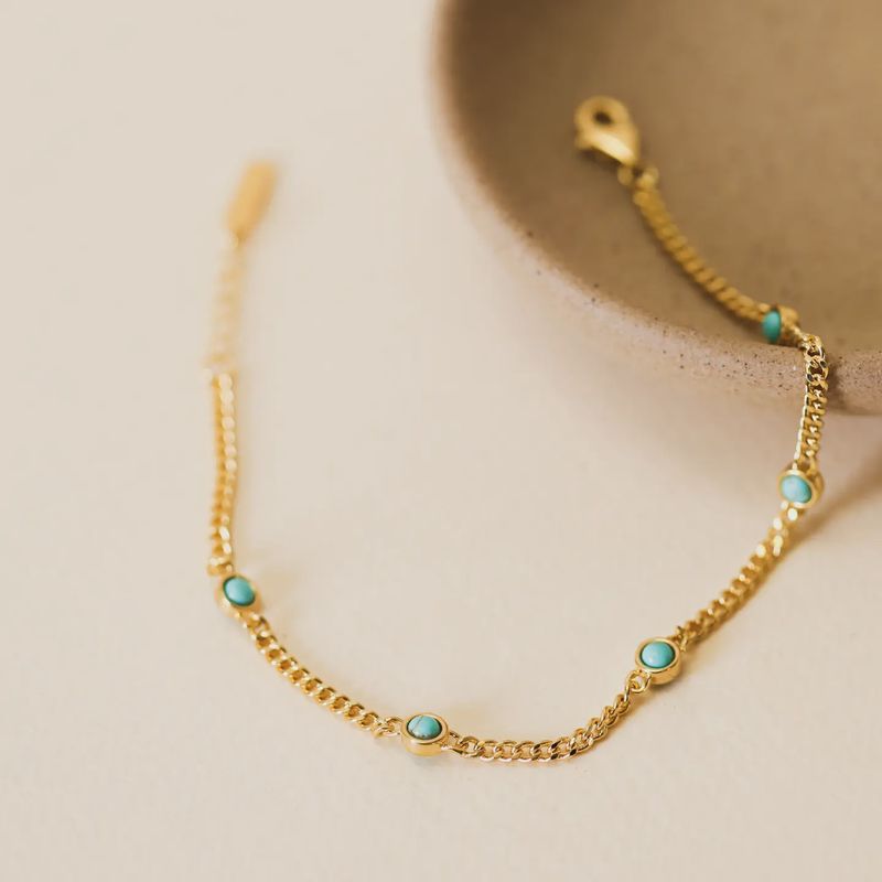 Turquoise Gemstone Bracelet - 18k Gold Plated