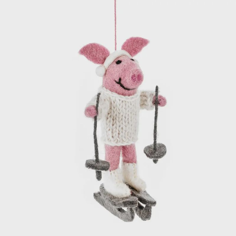 Skiing Pig Ornament