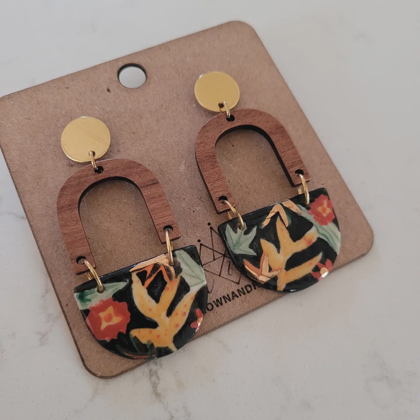 Black Forest Wooden Arch Earrings