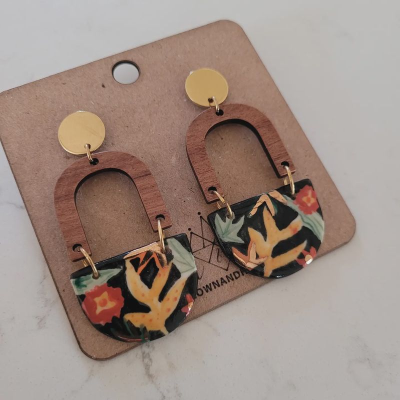 Black Forest Wooden Arch Earrings
