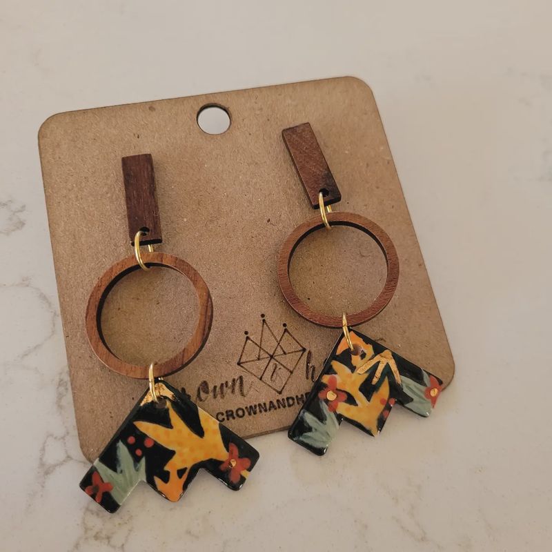 Black Forest Wooden Hoop Earrings