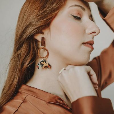 Black Forest Wooden Hoop Earrings
