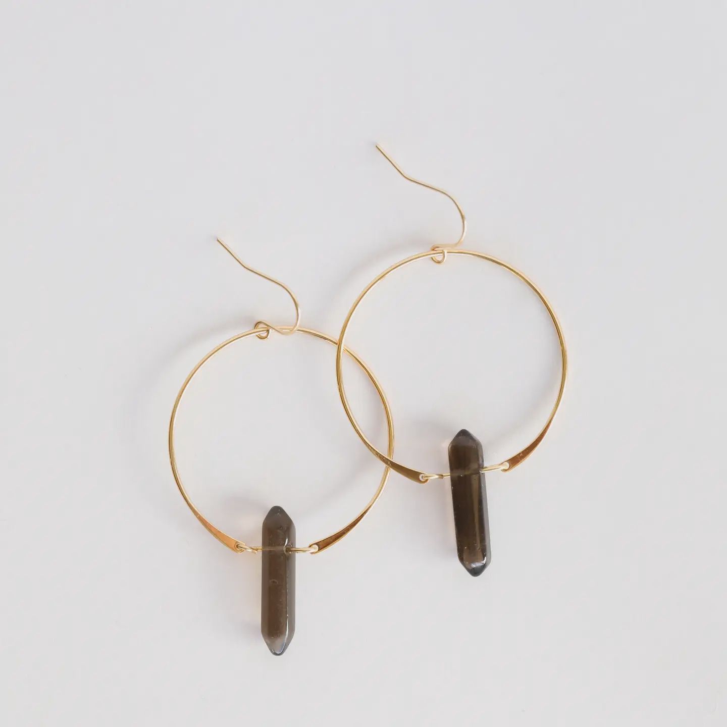 Hoops Smoky Quartz Gold Earrings