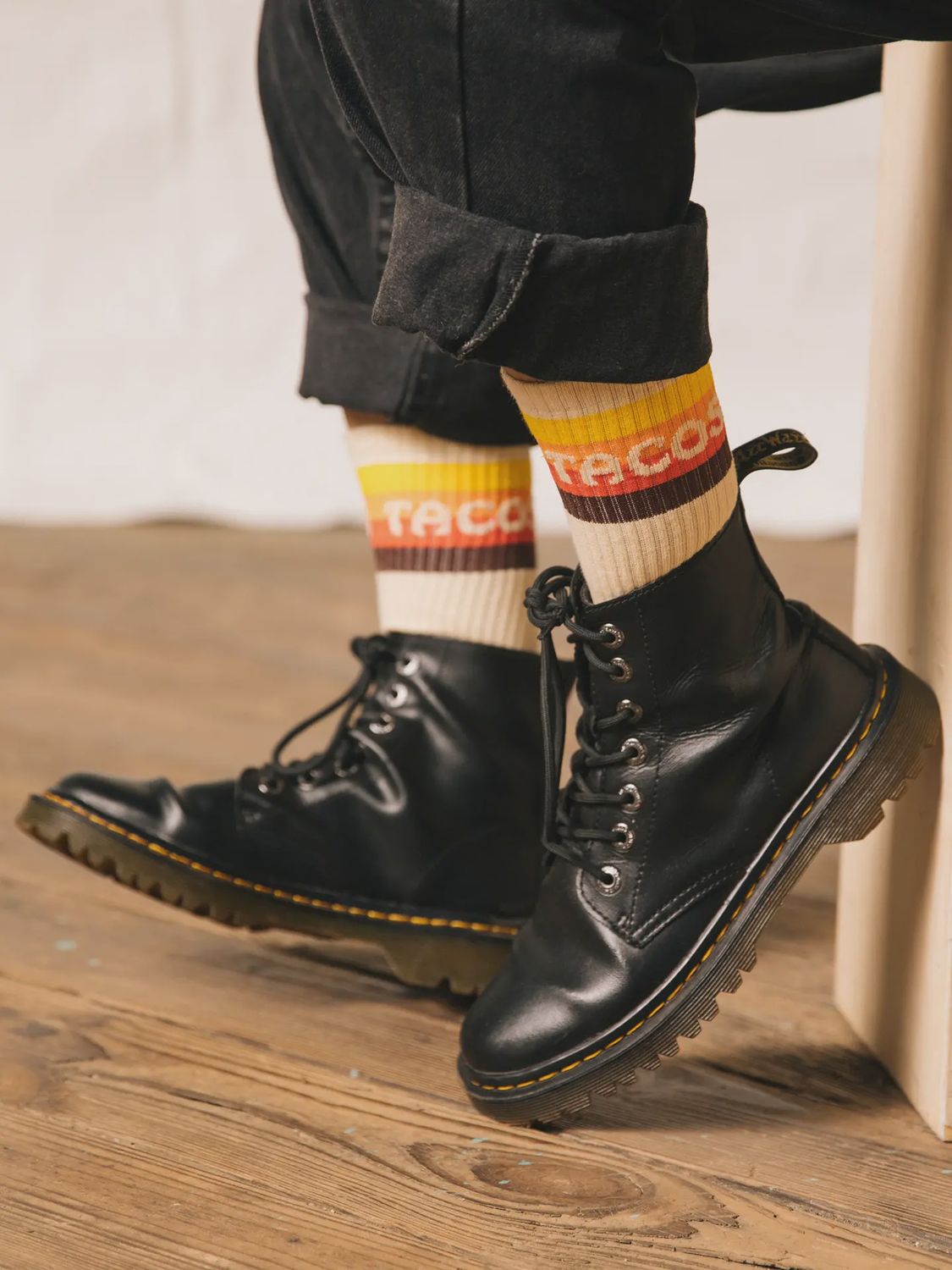 Taco Van Striped Western Comfy Crew Socks