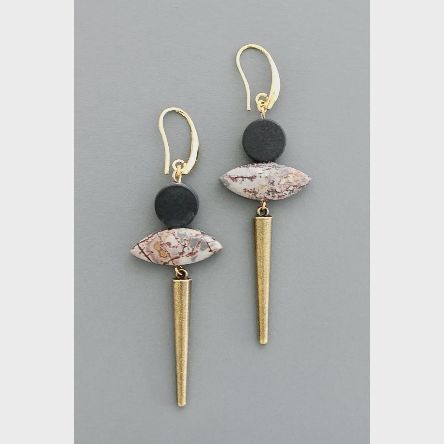 FERE93 Geometric Jasper and Agate Earrings