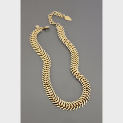 DOR215 Gold Chain Fish Bone Necklace