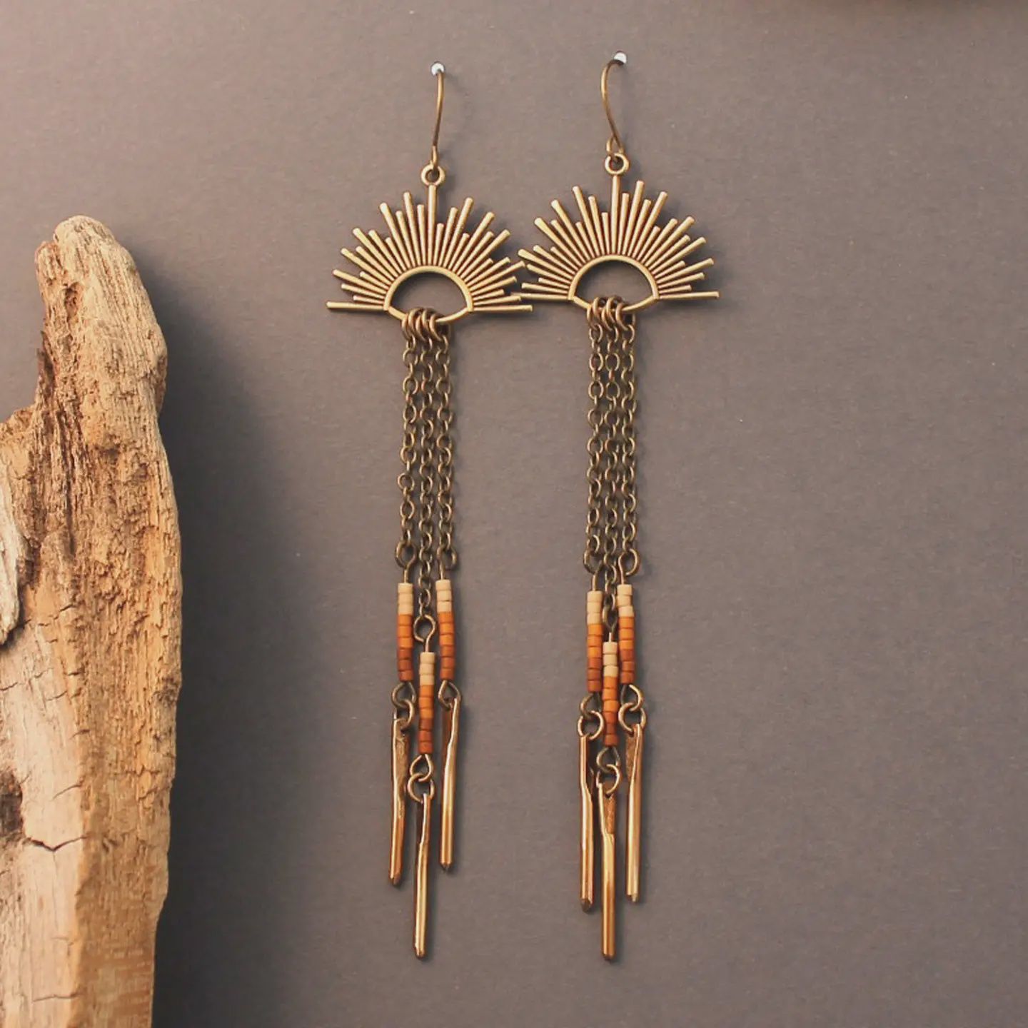 Sun Earrings with Beads