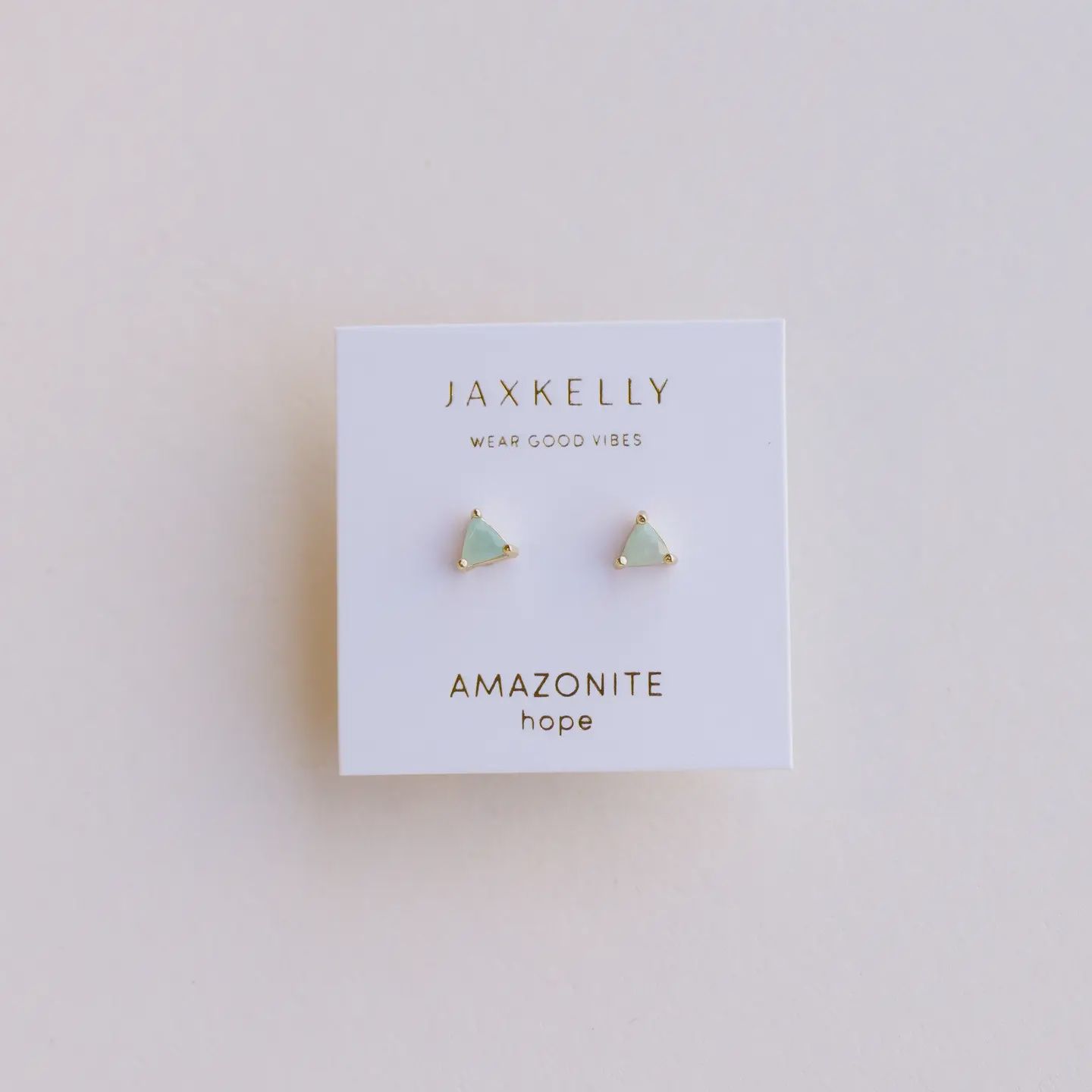 Mini Energy Gem - Amazonite - Gold Earrings