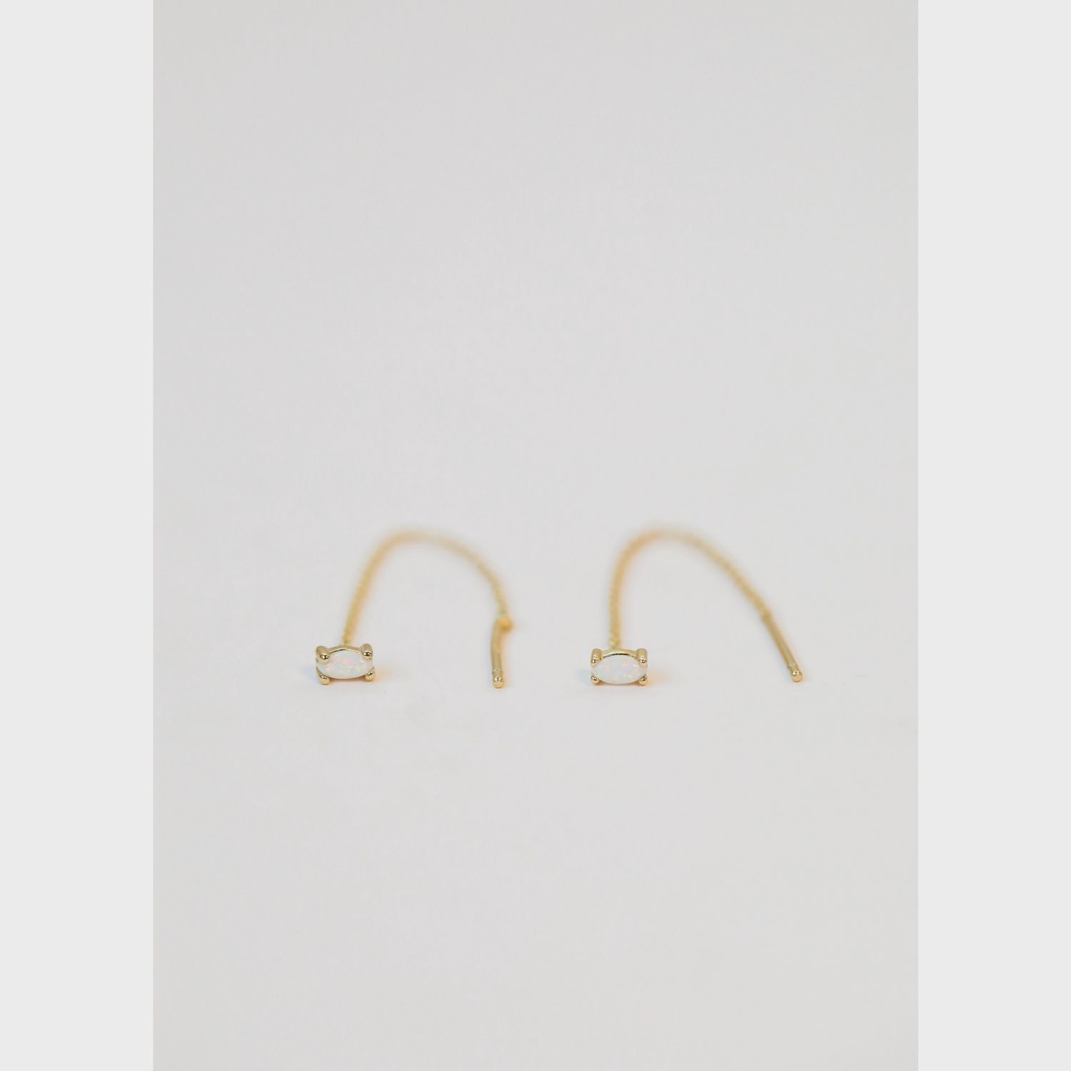 Studded Threader Earrings, Colour: White