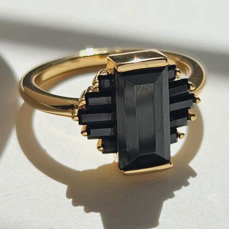 Black Art Deco Ring - SX01630R