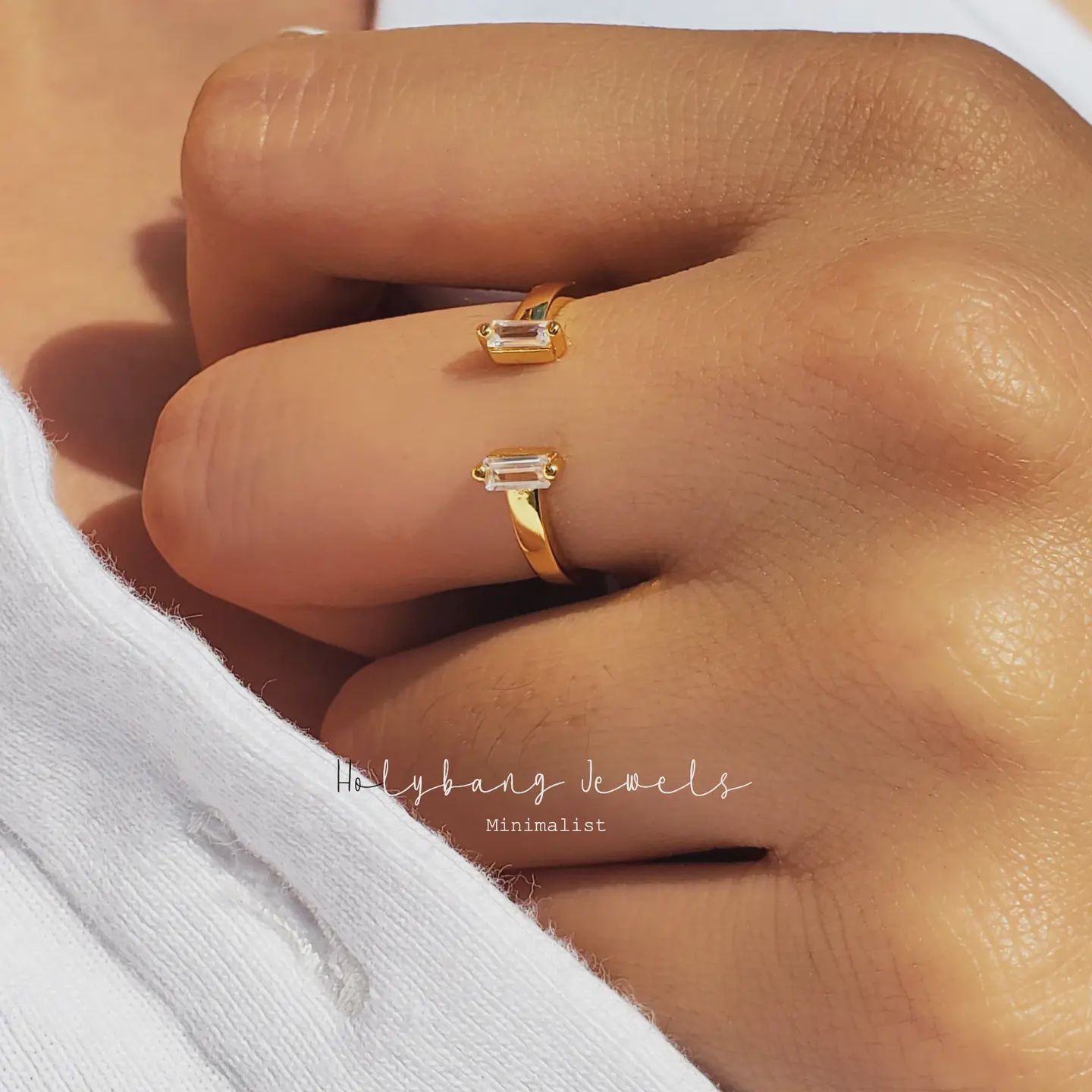Dainty Baguette Cuff Ring - R-F3148