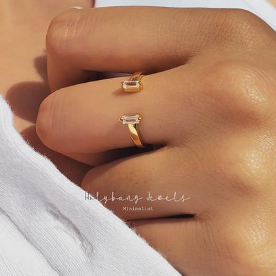 Dainty Baguette Cuff Ring - R-F3148