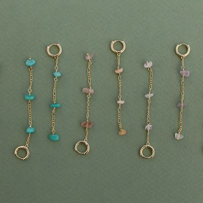 Raw Gemstone Chain Drop Earring